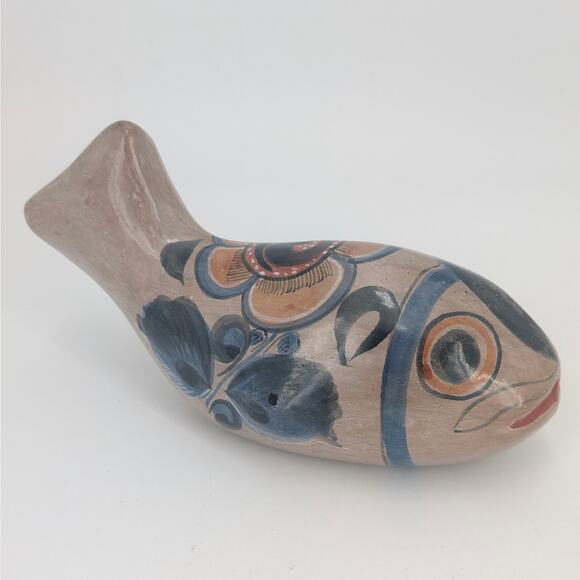 Tonala Fish Figurine Mexican Folk Art Pottery Hand Painted Ceramic Sculpture - Picture 12 of 12